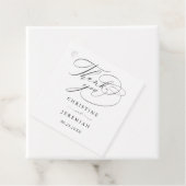 Elegant zwart script minimalistische bruiloft bedankjes labels (In situ)