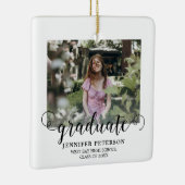 Elegant zwart script Modern 2 foto Afstuderen Keramisch Ornament (Rechts)