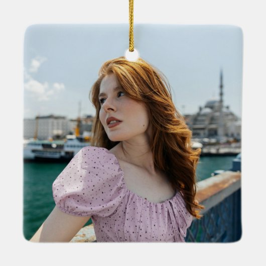 Elegant zwart script Modern 2 foto Afstuderen Keramisch Ornament (Achterkant)