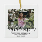 Elegant zwart script Modern 2 foto Afstuderen Keramisch Ornament (Voorkant)