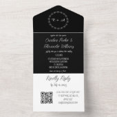 Elegant zwart Script Moderne unieke RSVP QR-code All In One Uitnodiging (Binnen)