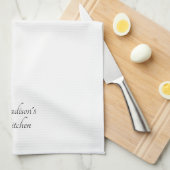 Elegant zwart script Naam monogram custom wit Theedoek (Quarter Fold)