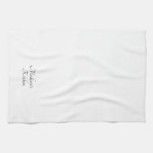 Elegant zwart script Naam monogram custom wit Theedoek (Horizontaal)