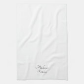 Elegant zwart script Naam monogram custom wit Theedoek (Verticaal)