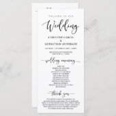 Elegant zwart script, onze huwelijksceremonie programmakaart (Voorkant / Achterkant)