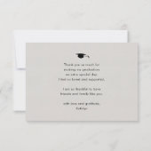 Elegant zwart script op grijs foto-Afstuderen Bedankkaart (Achterkant)