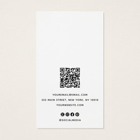 Elegant zwart-Script QR-code oorscherm Visitekaartje (Achterkant)