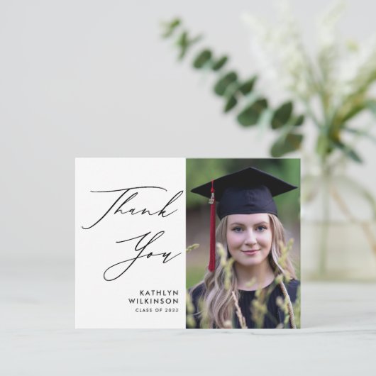 Elegant zwart Script Simple Afstuderen Hartelijk d Briefkaart (Staand voorkant)