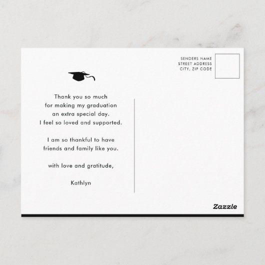 Elegant zwart Script Simple Afstuderen Hartelijk d Briefkaart (Achterkant)