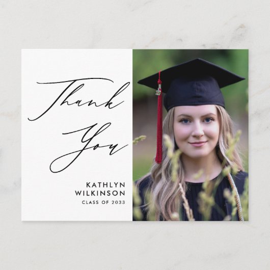 Elegant zwart Script Simple Afstuderen Hartelijk d Briefkaart (Voorkant)