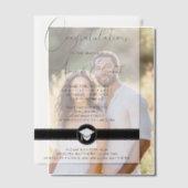 Elegant zwart script stijlvol afstudeerfeest vellum uitnodigingen (Offset (Koppel))