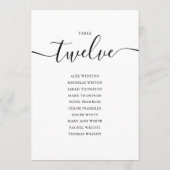 Elegant zwart-Script-tabel nummer 12-zittingsschem Kaart (Achterkant)