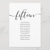 Elegant zwart-Script-tabel nummer 15-zittingsschem Kaart (Voorkant)