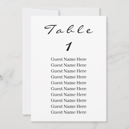 Elegant zwart-Script-tabel nummer 1-zitplaatskaart Kaart (Voorkant)