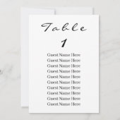 Elegant zwart-Script-tabel nummer 1-zitplaatskaart Kaart (Achterkant)