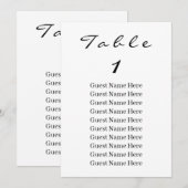 Elegant zwart-Script-tabel nummer 1-zitplaatskaart Kaart (Voorkant / Achterkant)