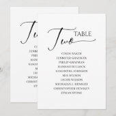 Elegant zwart-Script-tabel nummer 2-zitplaatskaart Kaart (Voorkant / Achterkant)