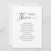 Elegant zwart-Script-tabel nummer 3-zitplaatskaart Kaart (Voorkant)