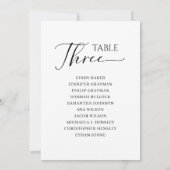 Elegant zwart-Script-tabel nummer 3-zitplaatskaart Kaart (Achterkant)