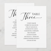Elegant zwart-Script-tabel nummer 3-zitplaatskaart Kaart (Voorkant / Achterkant)