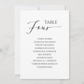 Elegant zwart-Script-tabel nummer 4 Zitdiagram Kaart (Voorkant)