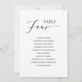 Elegant zwart-Script-tabel nummer 4 Zitdiagram Kaart (Achterkant)