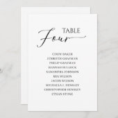 Elegant zwart-Script-tabel nummer 4 Zitdiagram Kaart (Voorkant / Achterkant)