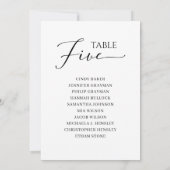 Elegant zwart-Script-tabel nummer 5-zitplaatsenkaa Kaart (Achterkant)