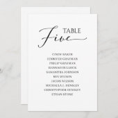 Elegant zwart-Script-tabel nummer 5-zitplaatsenkaa Kaart (Voorkant / Achterkant)