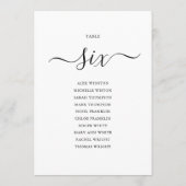 Elegant zwart-Script-tabel nummer 6 Zitdiagram Kaart (Achterkant)