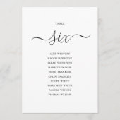 Elegant zwart-Script-tabel nummer 6 Zitdiagram Kaart (Voorkant)