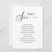 Elegant zwart-Script-tabel nummer 6 Zitdiagram Kaart (Voorkant)