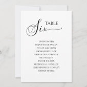 Elegant zwart-Script-tabel nummer 6 Zitdiagram Kaart (Achterkant)