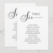 Elegant zwart-Script-tabel nummer 6 Zitdiagram Kaart (Voorkant / Achterkant)