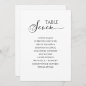 Elegant zwart-Script-tabel nummer 7 Zitdiagram Kaart (Voorkant / Achterkant)