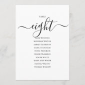 Elegant zwart-Script-tabel nummer 8 Zitdiagram Kaart (Achterkant)