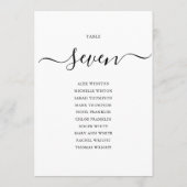 Elegant zwart script tafelnummer zitplaatskaart (Achterkant)