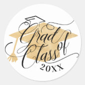 Elegant Zwart Script Typografisch Goud Afstudeerde Ronde Sticker (Voorkant)