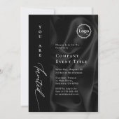 Elegant zwart script U bent uitgenodigd Bedrijfsev Kaart (Voorkant)