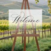 Elegant Zwart Script Wit Frosted Welkom Bruiloft Acryl Bord