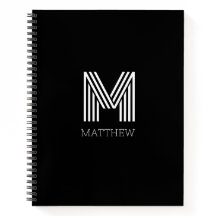 Elegant zwart script wit monogram