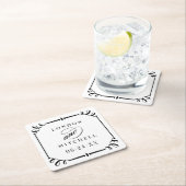 Elegant Zwart Scroll Lijst Custom Wedding Monogram Kartonnen Onderzetters (Insitu)