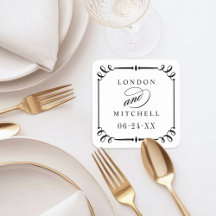 Elegant Zwart Scroll Lijst Custom Wedding Monogram