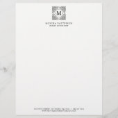 Elegant zwart sierlijk Lijst Monogram Letterhead Briefhoofd Sjabloon (Voorkant)