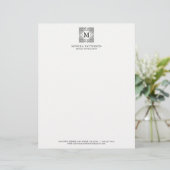 Elegant zwart sierlijk Lijst Monogram Letterhead Briefhoofd Sjabloon (Staand voorkant)