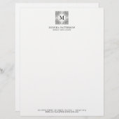Elegant zwart sierlijk Lijst Monogram Letterhead Briefhoofd Sjabloon (Voorkant / Achterkant)