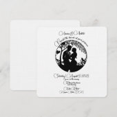 Elegant zwart silhouet bruidspaar kaart (Voorkant / Achterkant)