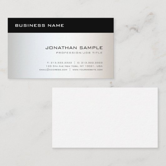 Elegant zwart Silver Slank professioneel design Visitekaartje (Voorkant / Achterkant)