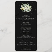 Elegant Zwart Snowberry+Eucalyptus Boeket Bruiloft Programmakaart (Voorkant)