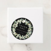 Elegant Zwart Snowberry + Eucalyptus krans bruilof Bedankjes Labels (In situ)